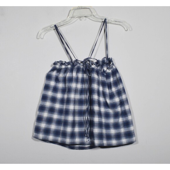 Madewell Blue Plaid 100% Cotton Adjustable Spaghetti Strap Top Sz XXS - Picture 3 of 5